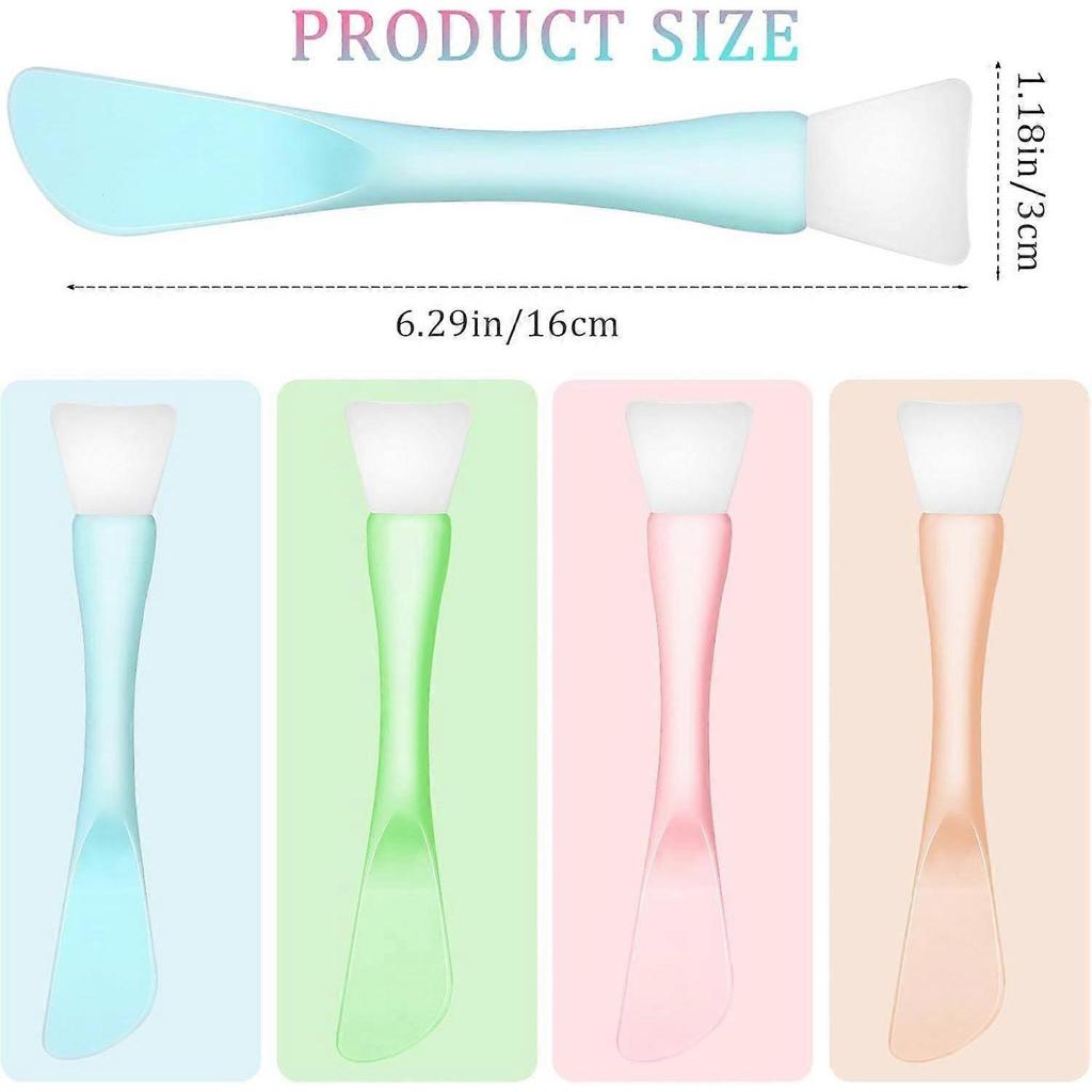 Silicone Facial Mask Applicator 4 Pcs Reusable Double-End Face Mask Brush Washable Beauty Spatula Tools for Clay Cream Gel And Mud Facial Masks Gentle