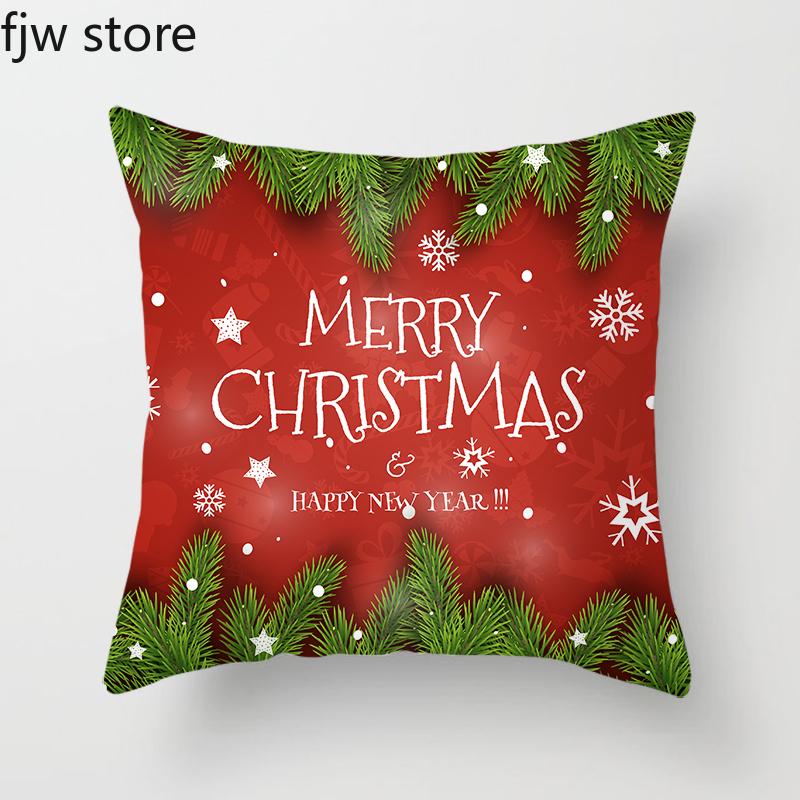 Merry Christmas and Happy New Year Decorative Pillow Cover Sofa  Ornament Office Chair Cushion  Home Decor