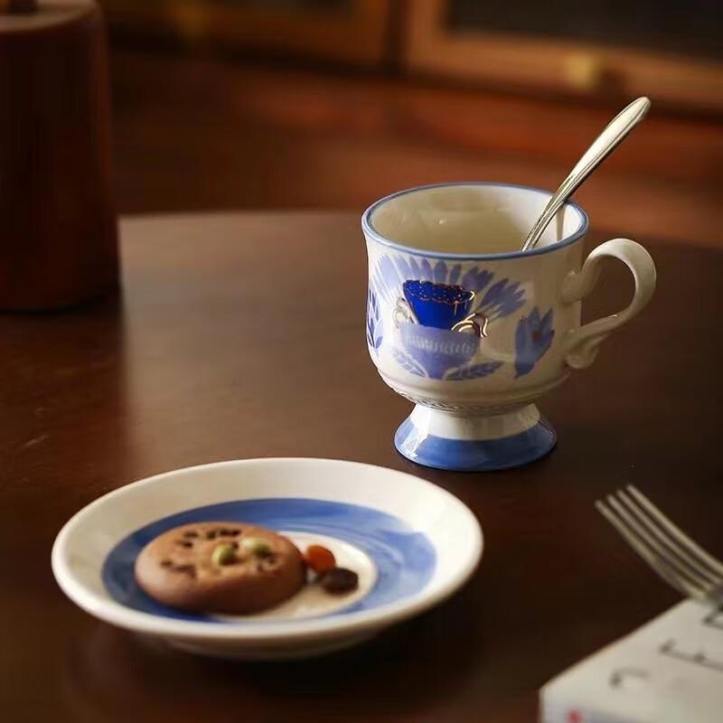 Hand-Painted Ceramic Coffee Cup and Saucer Set