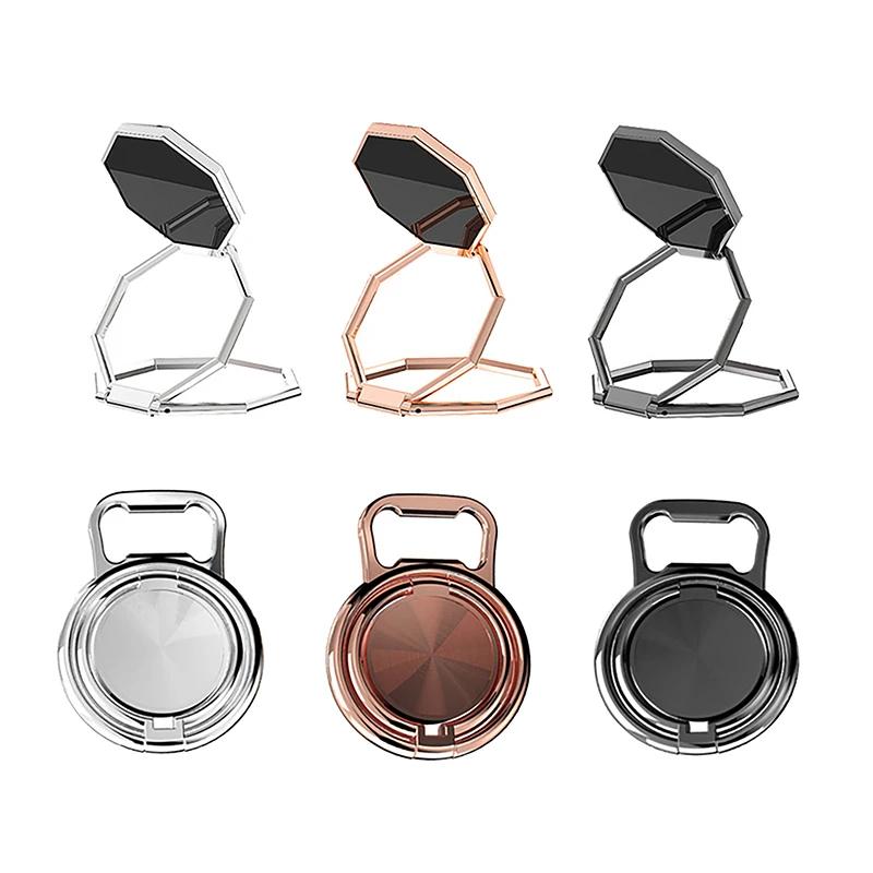 Metal Foldable Phone Holder 360 Degree Rotation Stand Double Finger Ring Round Cellphone Universal Portable Metal Kickstand