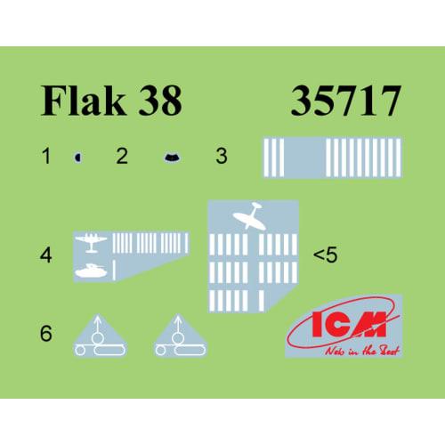 ICM 1/35 Scale 2cm Flak 38 with Fire Crew Plastic Model Kit 35718 (Cannon)