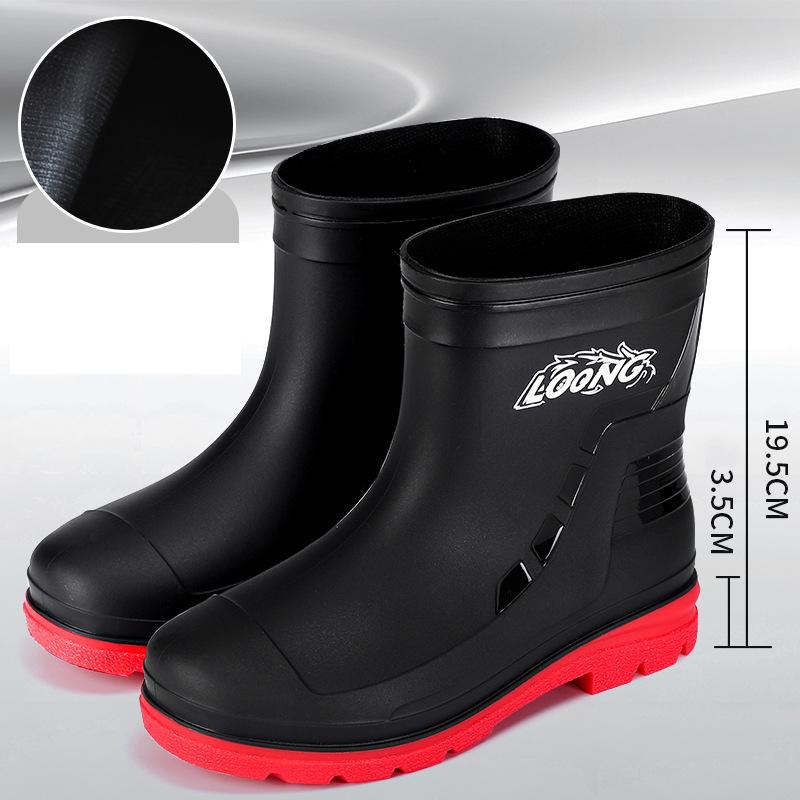 

Fashion New Outdoor Non-slip Light Shoes Men Rain Boots Mid Tube Waterproof Rubber Fishing Shoes Durable Waterproof Rubber Fishing Shoes 39 красный