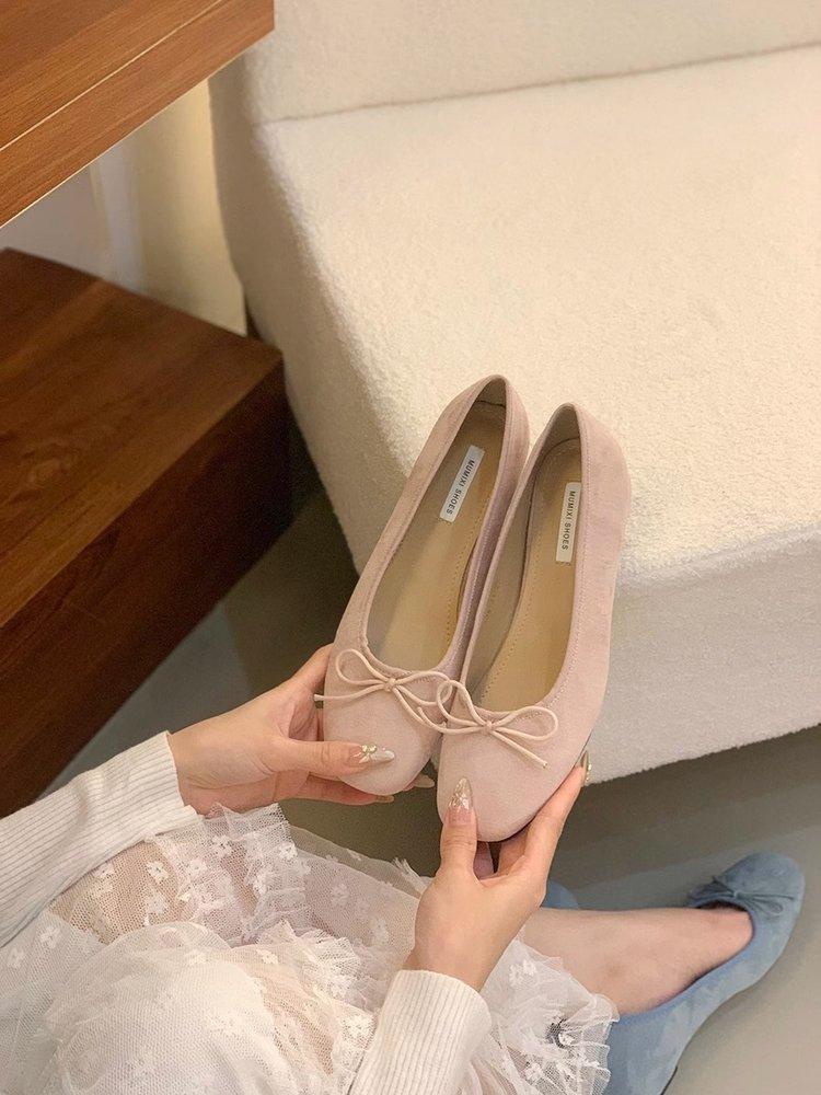 Inner height increase retro red single shoes women's shoes 2025 new spring French pink ballet gentle evening shoes