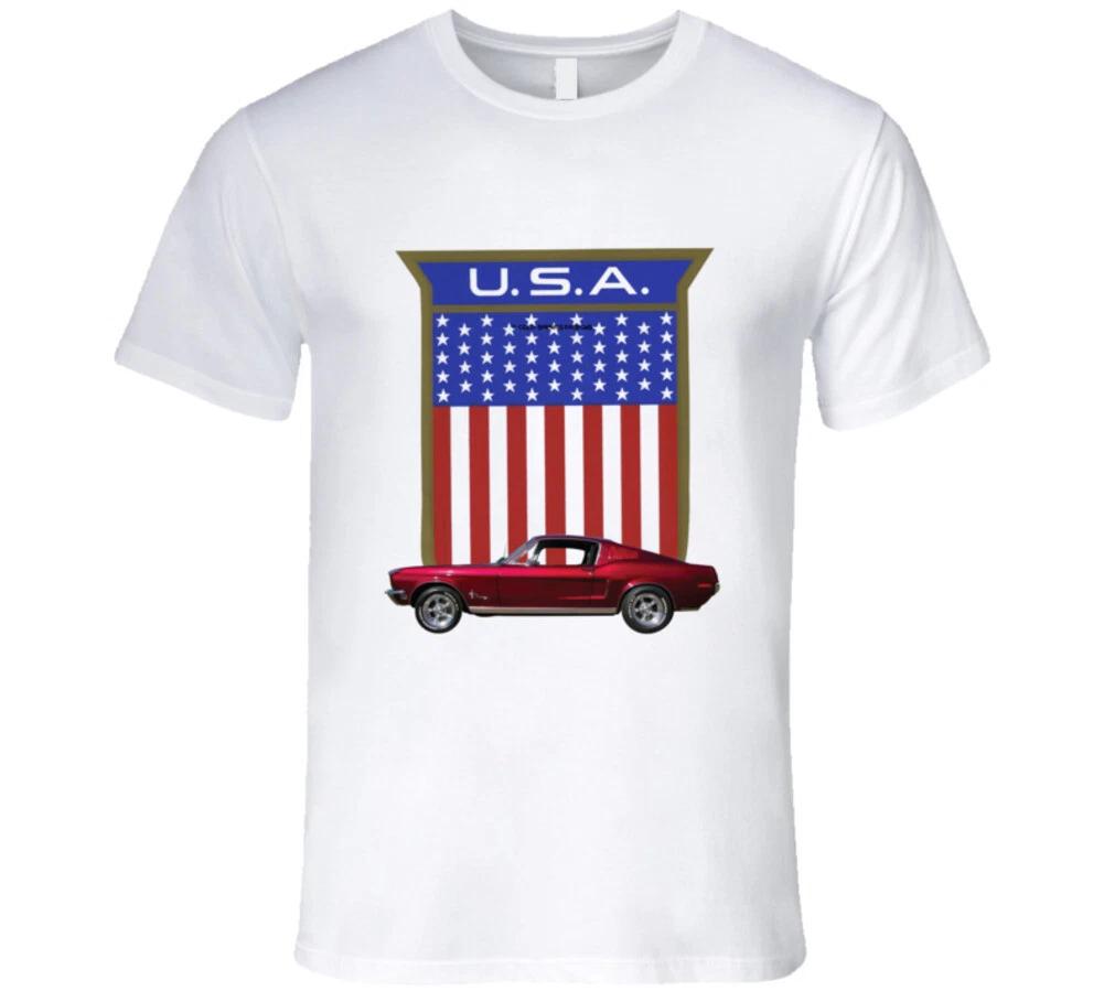 1968 Mustang Fastback American Muscle Flag Premium Gift T Shirt 4XL