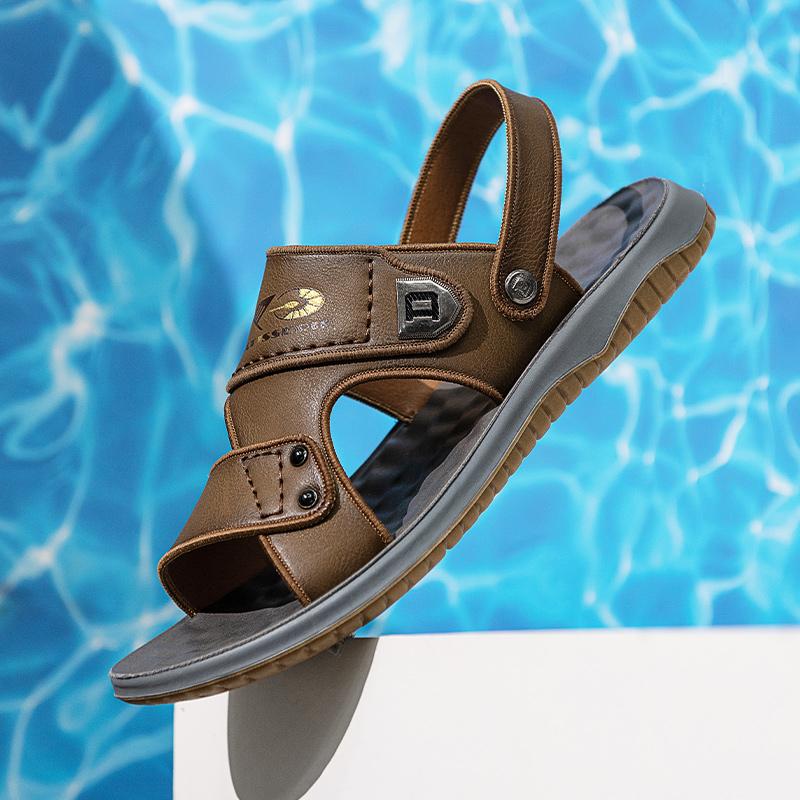 

Модные кожаные мужские сандалии Модные летние туфли мужские сандалии дышащие повседневные пляжные тапочки для отдыха на открытом воздухе дышащая обувь для заброда для мужчин 10 коричневый