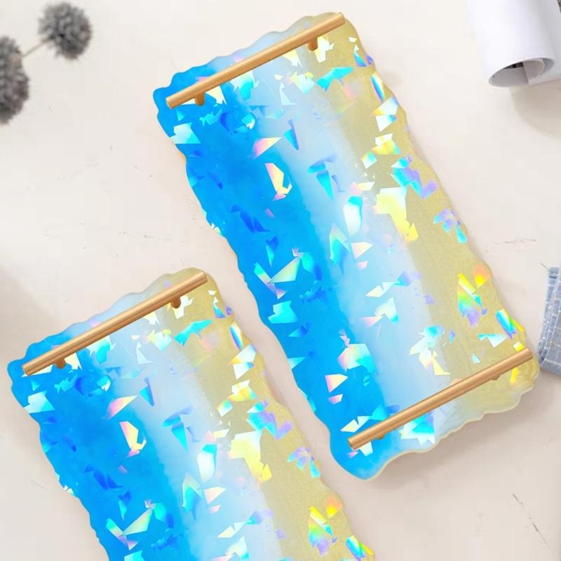 Irregular Rectangle Tray Mould with Handles Holographical Tray Casting Mould Large Resin Molds for Unique Ornaments