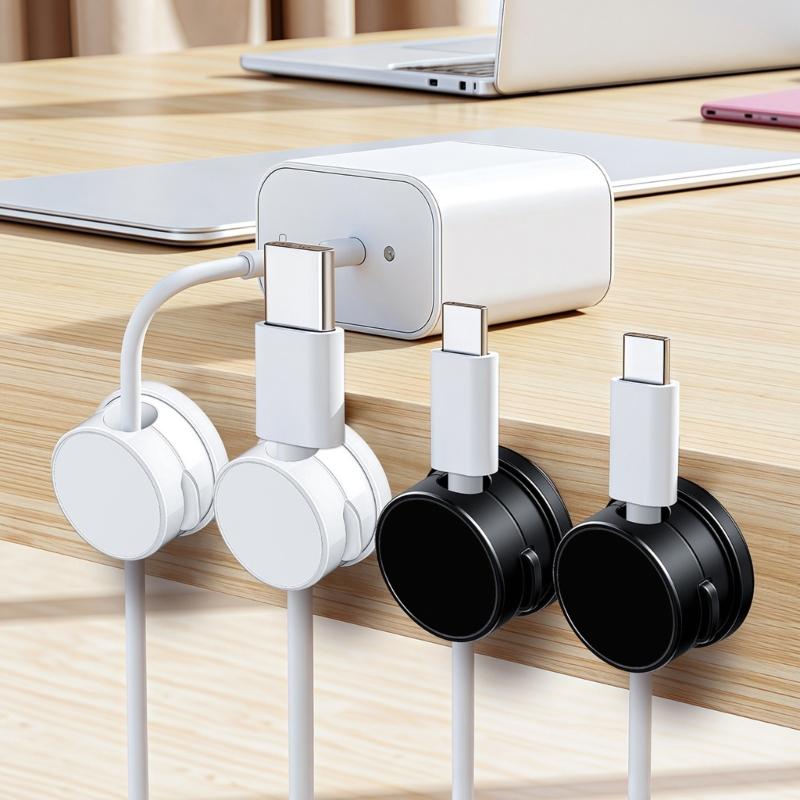 6Pieces 360 Degree Rotating Cord Keeper Magnetic Cable Organiser Adhesive Cable Clip For Desk Cable Cord Management