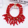 European and American beach exaggerated necklace women's leisure coral pendant double layer stacked necklace accessories necklace