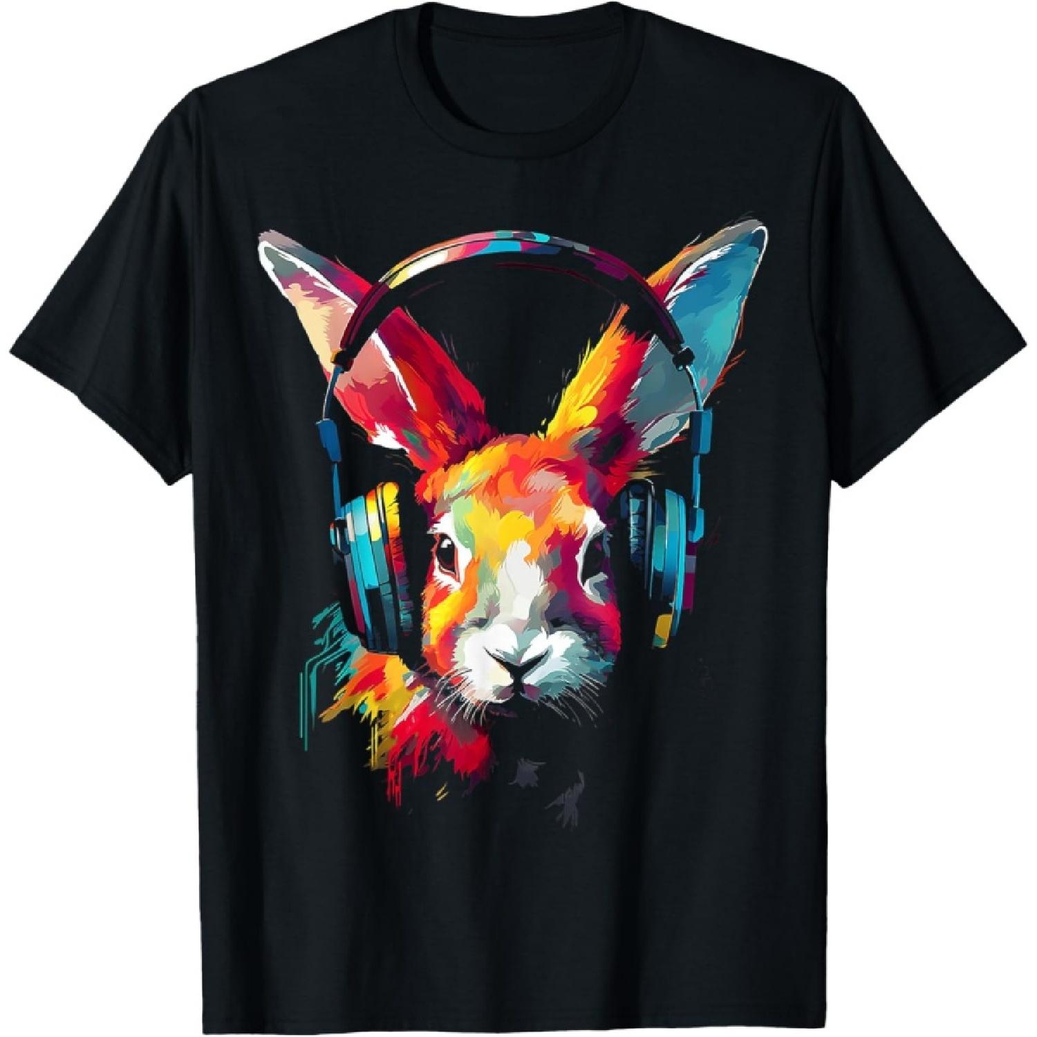 Rabbit Sunglasses Animal Graphic Music Art Rabbit T-Shirt S