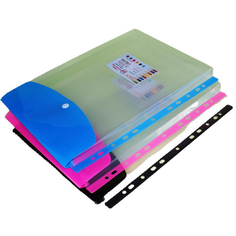PP Creative A4 Transparent 11-Hole Loose-Leaf File Bag with Button and Label