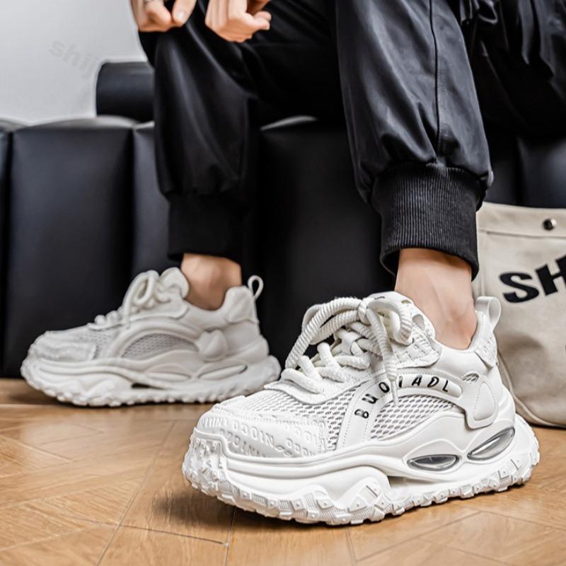 Fashion Niche Mesh Breathable Low Top Thick Soled Casual Sports Shoes for Men 2025 Autumn Fashion Versatile Comfortable Chunky sneakers