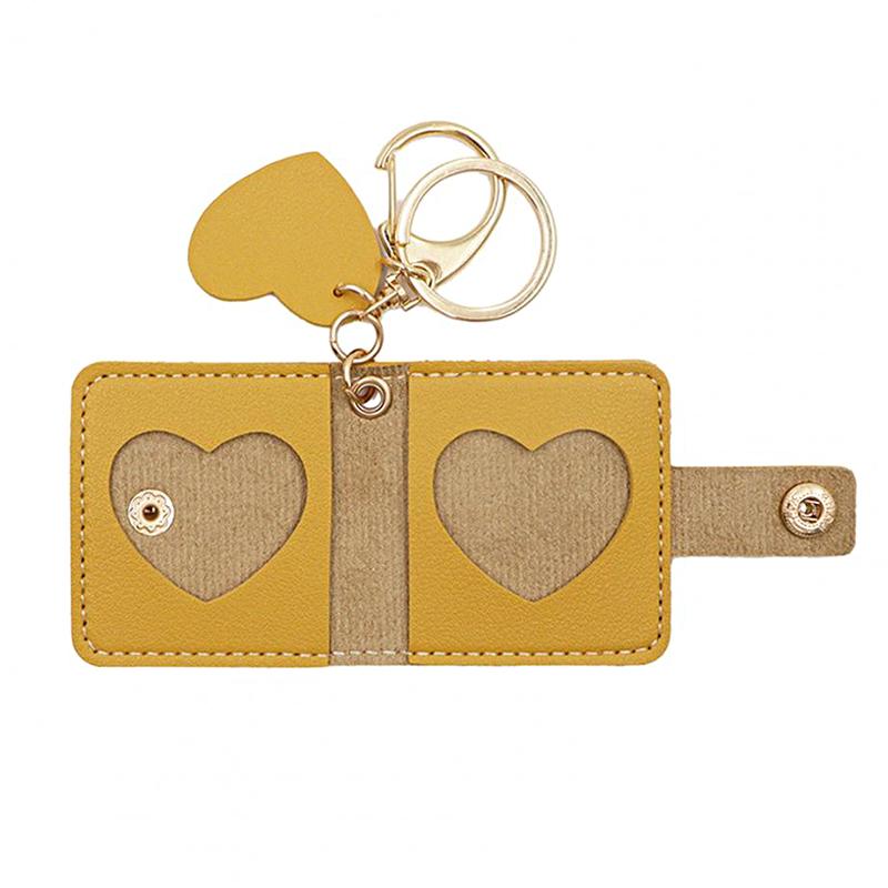 1PC Mini Photo Album Portable DIY Pockets Storage Bag Charms Cute Keychain Gift Faux Leather Memorial Photo Album Multicolor