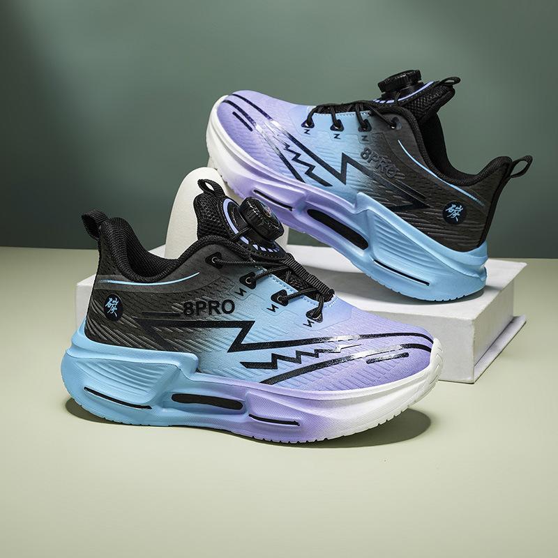 Primary and secondary school students knob shoes 2025 autumn red rabbit boys children's sports running shoes leather surface comfortable and lightwe