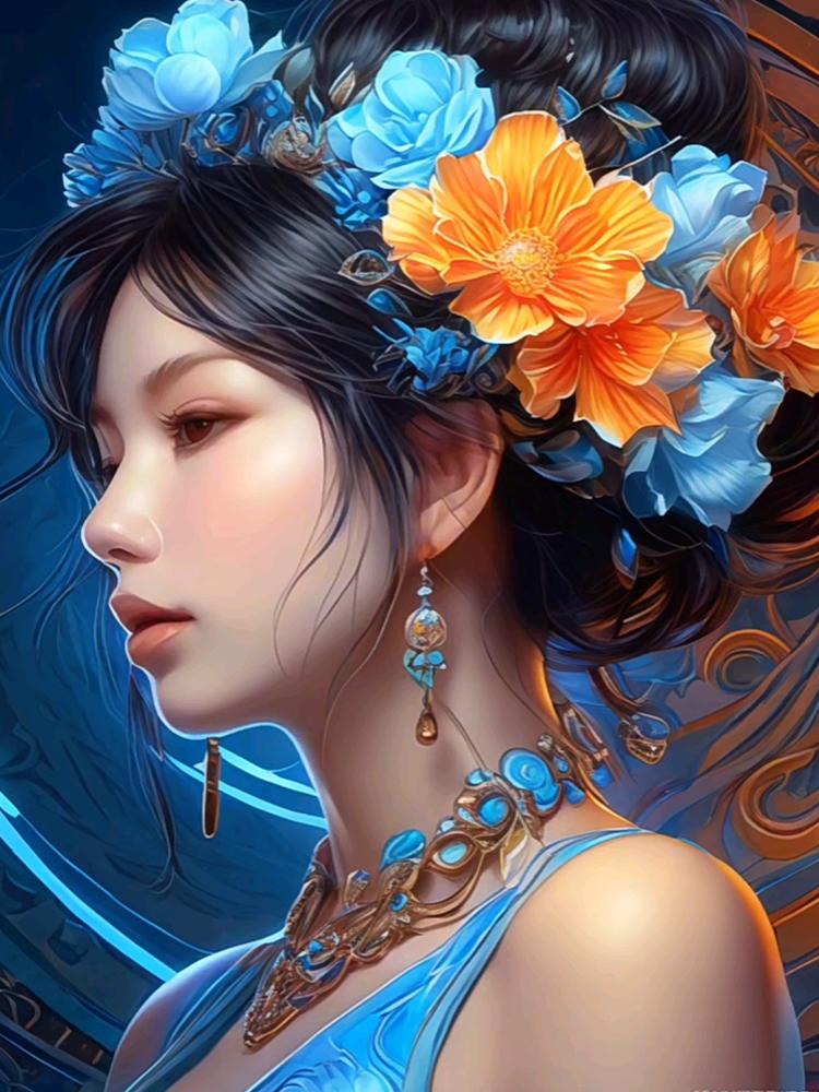 Beautiful Flower Woman DIY All Diamond Painting Abstract and Elegant Girl Cross Embroidery Diamond Mosaic Embroidery Decoration