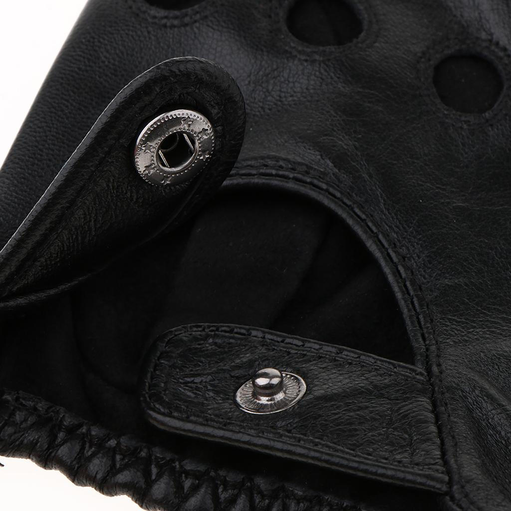 Faux Leather Mens Womens Biker Fingerless Cycle Gloves