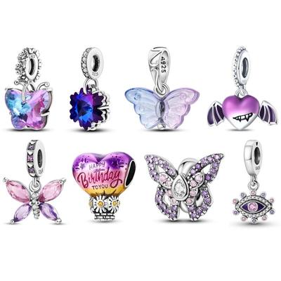 Schillernde CZ-Perlen-Kollektion aus 925er-Sterlingsilber, Liebesherz, Luftballon-Charms, passend für Armbänder, Armreifen, DIY-Schmuck