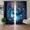 Vikama Blue Butterfly Forest Curtains Natural Semi Sheer Living Room Bedroom Decor Light Filtering Made Of Polyester With Rod Pocket