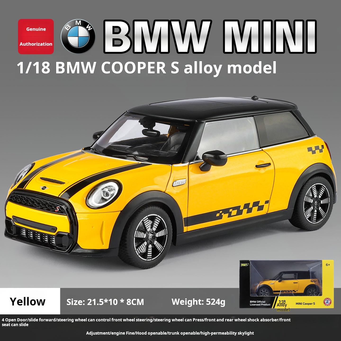 

1:18 Large BMW MINI Cooper Simulation Alloy Car Model Sound Light Pull Back Collect Perfect Gift Kid Decoration жовтий