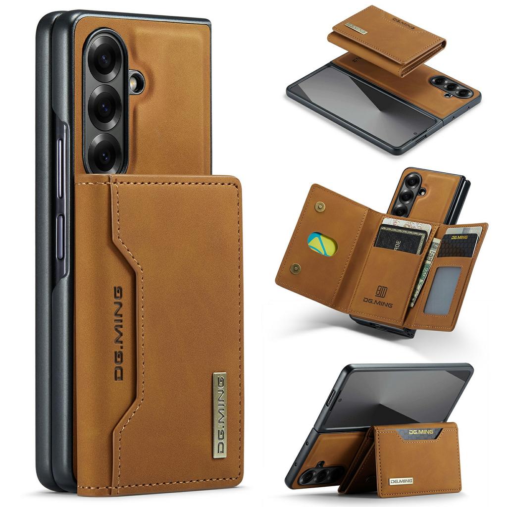 DG.MING M2 Series for Samsung Galaxy Z Fold7 5G Magnetic Case PU + PC + TPU Phone Cover Detachable Wallet Kickstand