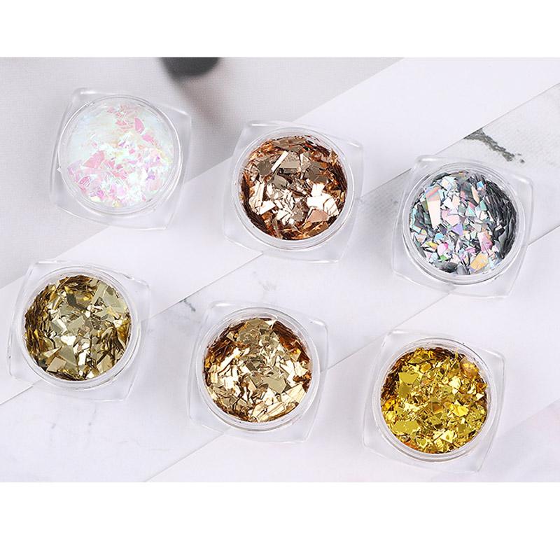Cellophane Manicure Stickers Colored Cellophane Fragments Irregular Magic Color Aurora Paper Manicure Decoration