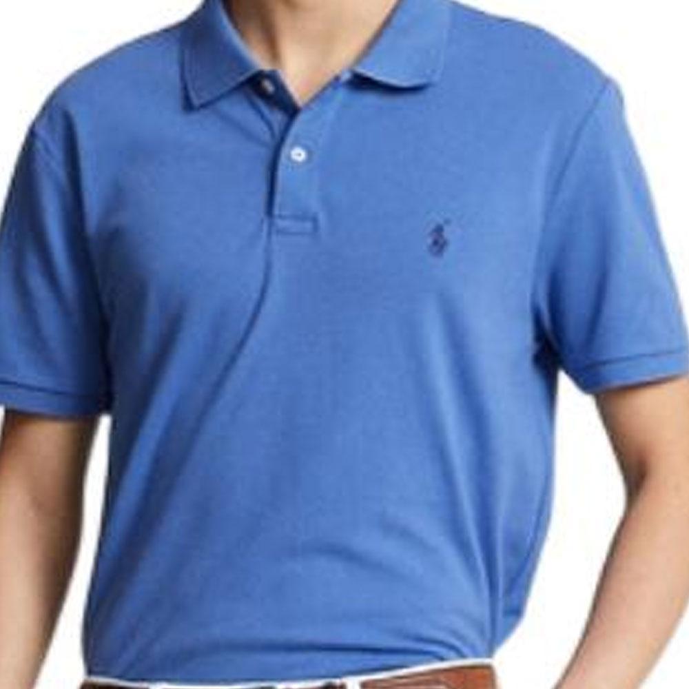 Polo Ralph Lauren Solid Color Logo Embroidered Slim Fit Short Sleeve Polo Shirt Men tops Blue MNPOKNI1N821950-430