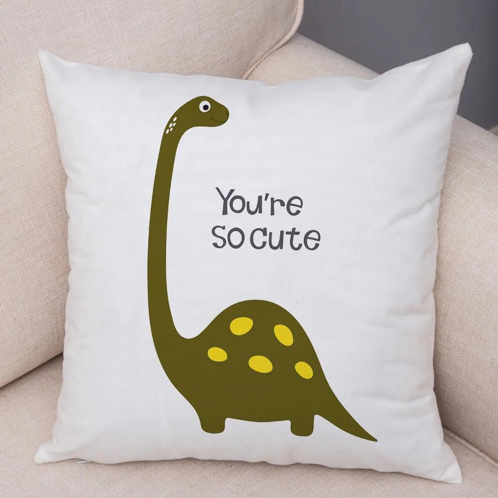 Niedlicher Jurassic Dinosaurier Kissenbezug Dekorative Cartoon Tier Kissenhülle Kinderzimmer Sofa