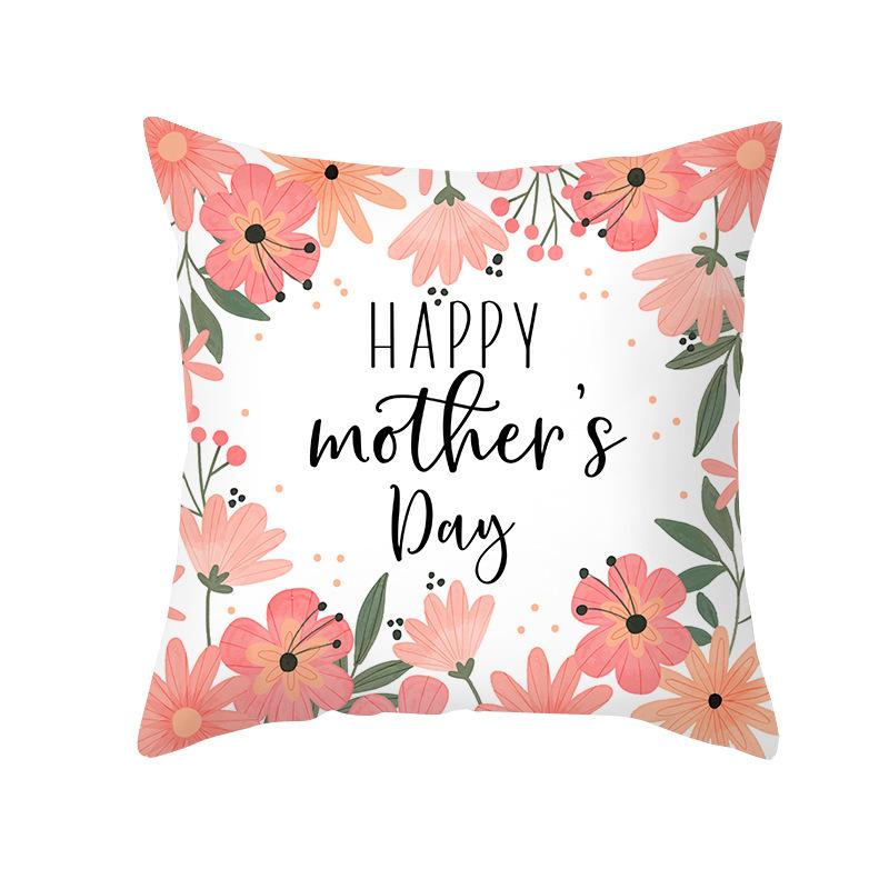 New Mother's Day Printed Pillow Cover Peach Skin Home Sofa Decoration Pillow Bedroom Cushion Pillow Cover