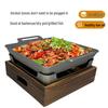 Alcohol-Heated Non-Stick Grill Pan with Wooden Base
