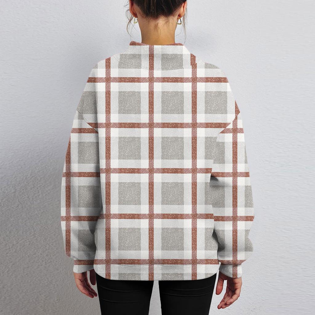 Women's Sweatshirt Sports Flannel  Sweatshirt Long Sleeve Top Casual V-Neck Sweatshirt