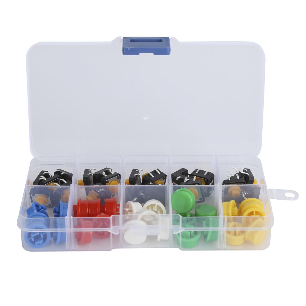 25PCS 12x12x7.3 mm Tact Push Button with Round Cap Micro Switch for DIY Electronic Products