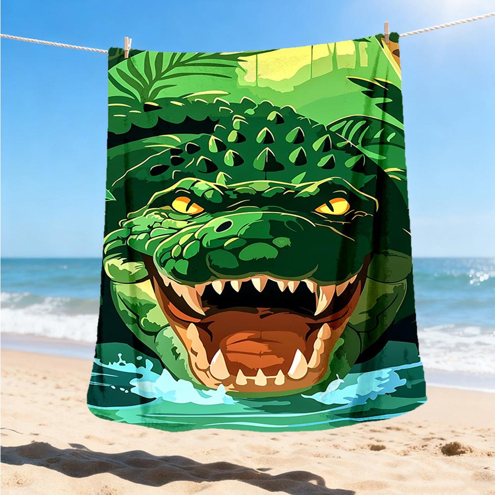 1pc Crocodile Print Throw Blanket Polyester Fiber, Lightweight Flannel, Soft & Warm, All Season Use for Outdoor, Camping Digital Print
