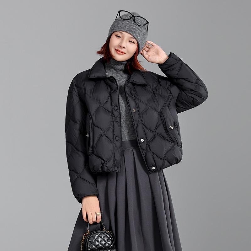 Winter New Small Lapel Shirt Collar Light Down Jacket Women's Short Loose and Casual