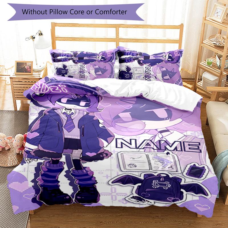 3pcs Custom Name Cartoon Murder Drones Bedding Set Duvet Cover Closure Includes 1 Duvet Cover & 2 Pillowcases for All Seasons Bedroom Decor