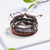 Vintage Multi-layer Feather Star Leather Bracelets For Men Hand-knitted Leaves Rope Wrap Wristband Bracelet Ethnic Party Jewelry
