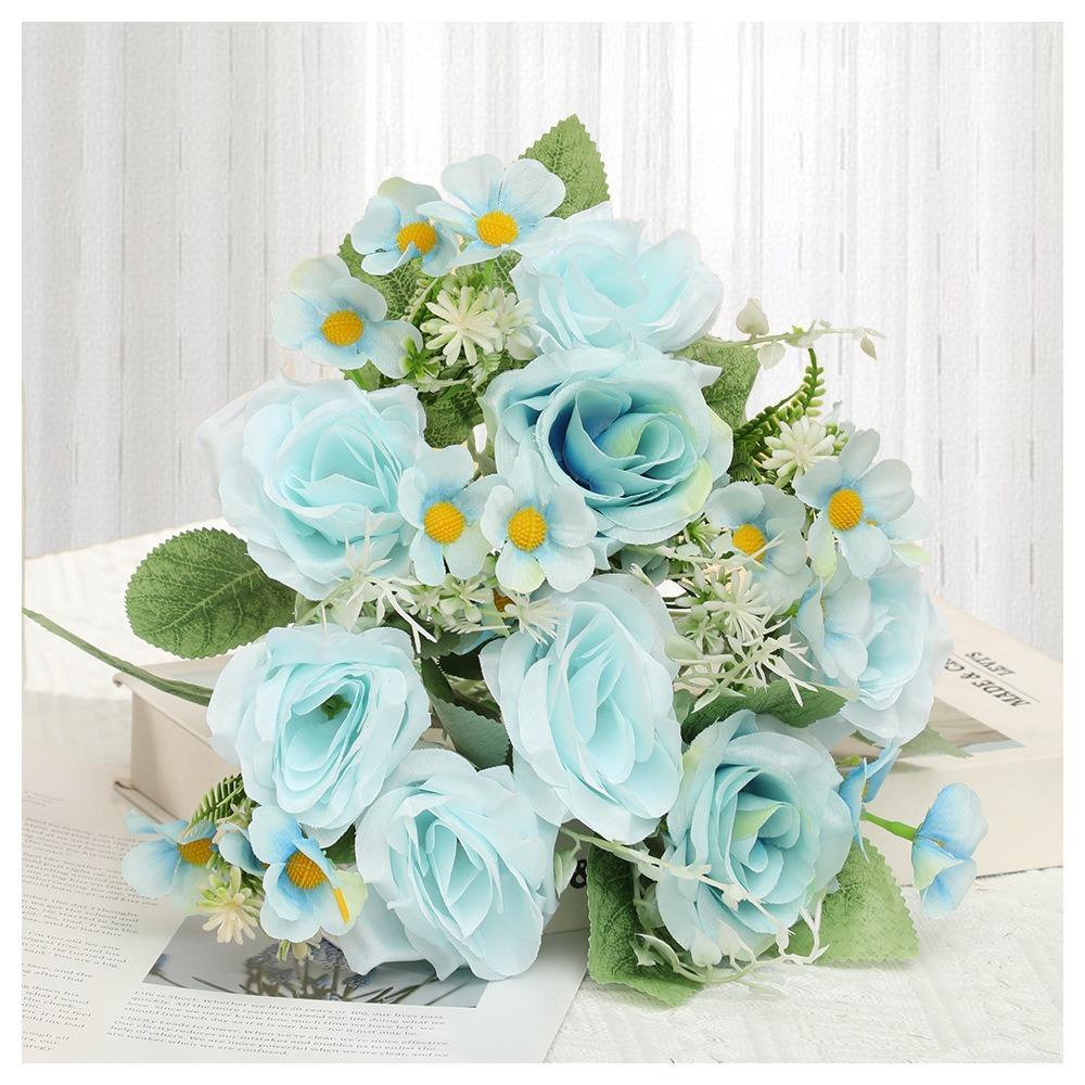 

7-ветковый имитированный цветок в стиле масляной живописи, искусственные розы, искусственные шелковые цветы, садовые украшения