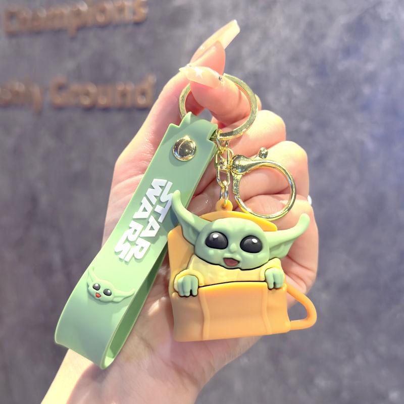 Disney Cartoon Cute Baby Yoda Keychain Mandalorian Character Model Yoda Master Keychain PVC Gift