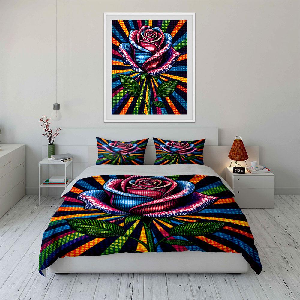 Colorful Rose Pattern Bedding Bedding Duvet Cover Set Duvet Cover Pillowcases (1 * Duvet Cover 2 * Pillowcases, without duvet insert)