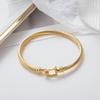 Gold Color Stainless Steel Heart Pendant Charm Bangle Bracelets For Men Women Jewelry Gift