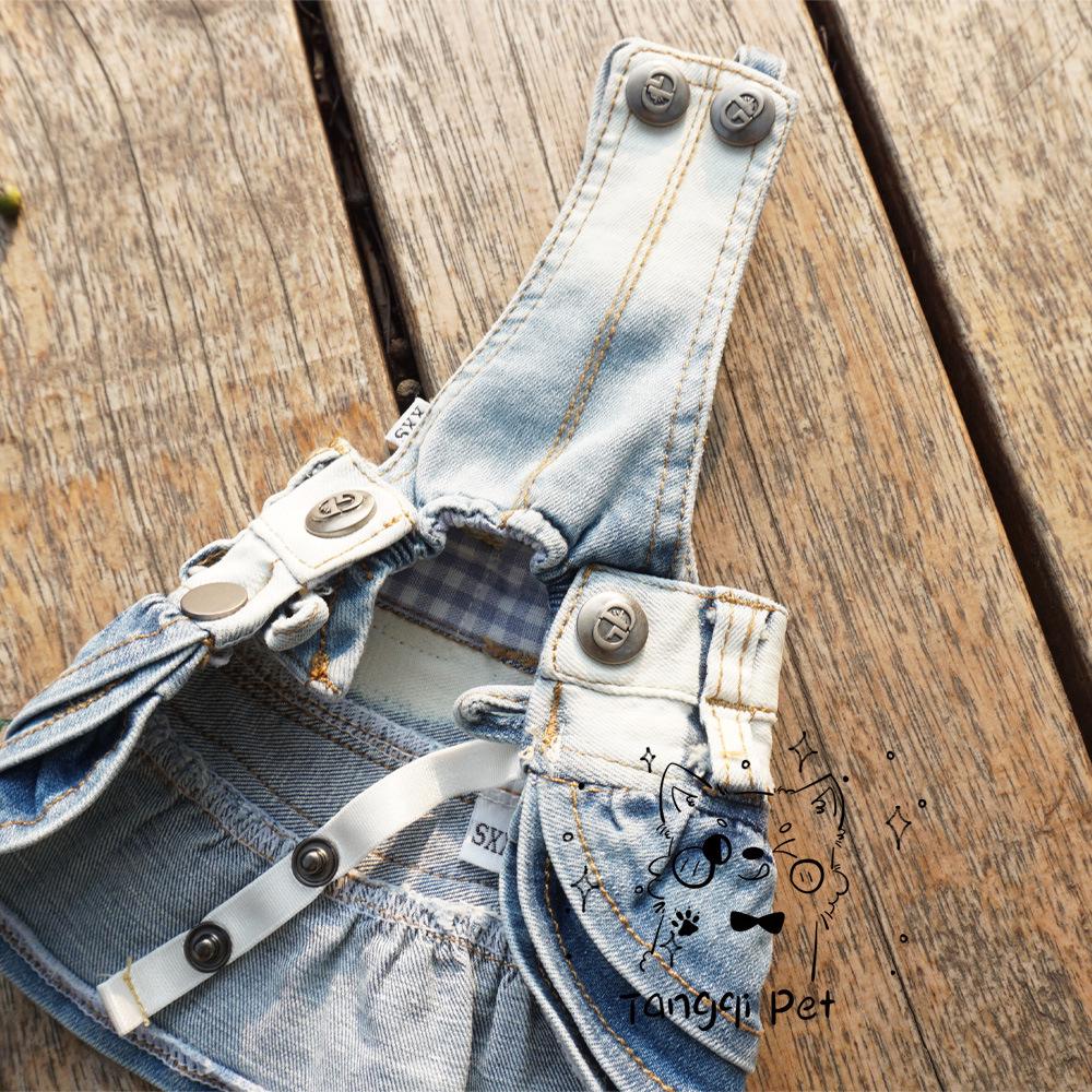 Rochie clasică de modă Tangqi din denim cu bretele în gradient pentru pisici și câini
