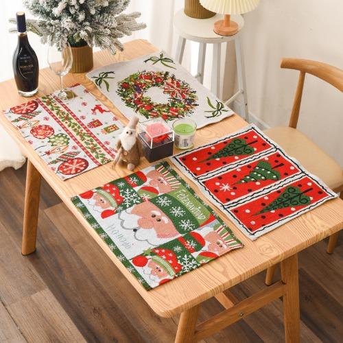 Festive Christmas Knitted Table Mat for Seniors, Unique Knitted Placemat with Christmas Tree Design