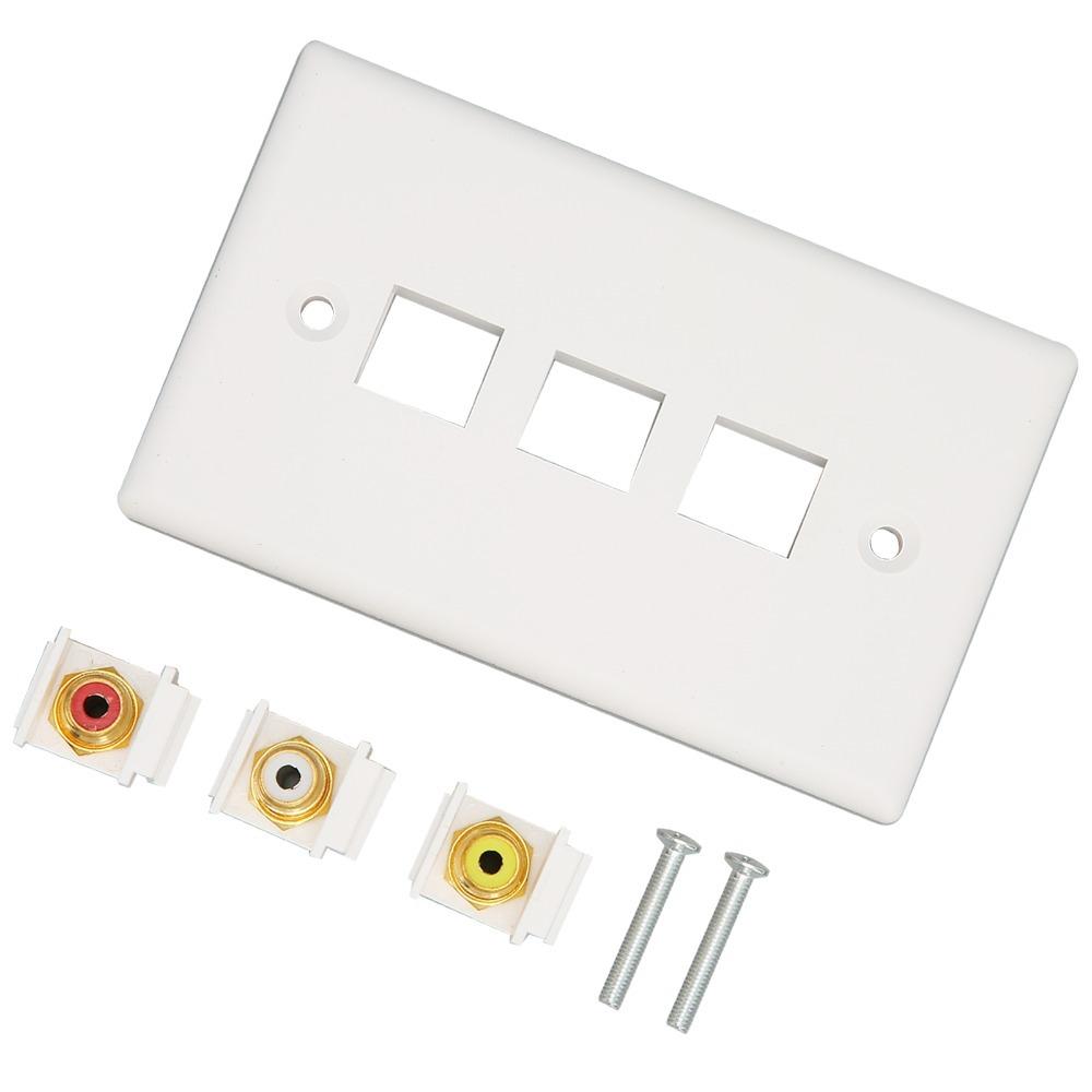 Multipurpose 3RCA Female Connector Wall Plate  Subwoofer Audio Port