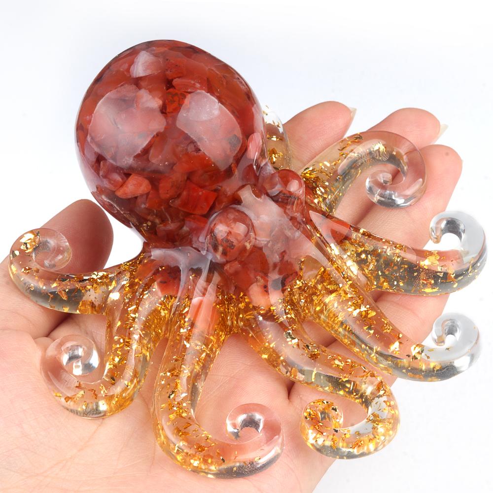 Cartoon Ornaments Natural Stone Lapis Lazuli/Agates Chakra Octopus-Shaped Decorative Ornament Home Handicrafts