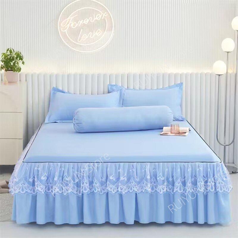 New Princess Bed Skirt Mattress Protector Bedsheet Ruffled Lace Bed Skirt Bedding Bed Cover Bedspread Non-slip Mattress Cover