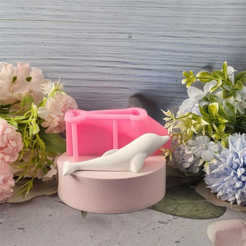 Multipurpose Sturdy Silicone Dolphin Candle Holder Mould Set Portable for Resin Plaster Craft Supplies Assorted Sizes