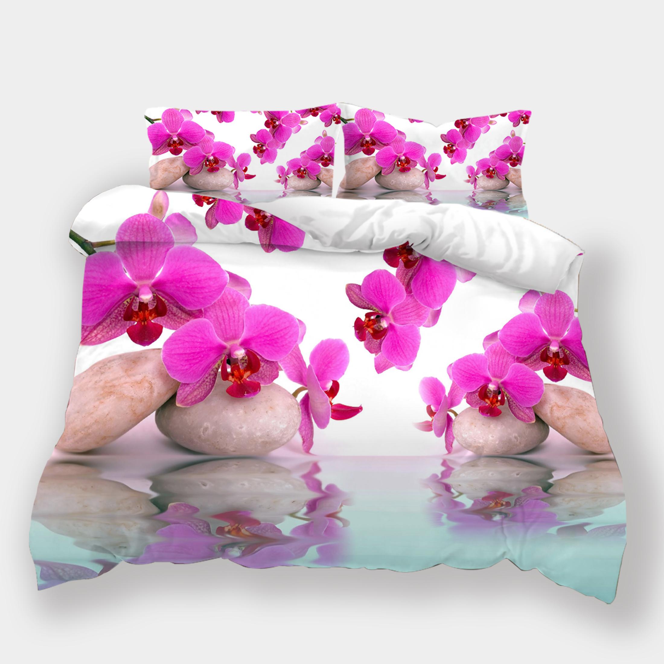 

Комплект постельного белья с цветочным рисунком, пуховые пододеяльники с растительным узором для женщин и девочек, наволочки 2/3 шт., комплект покрывал для кровати размера «king-size» с 3D-печатью AU Single 140x210cm