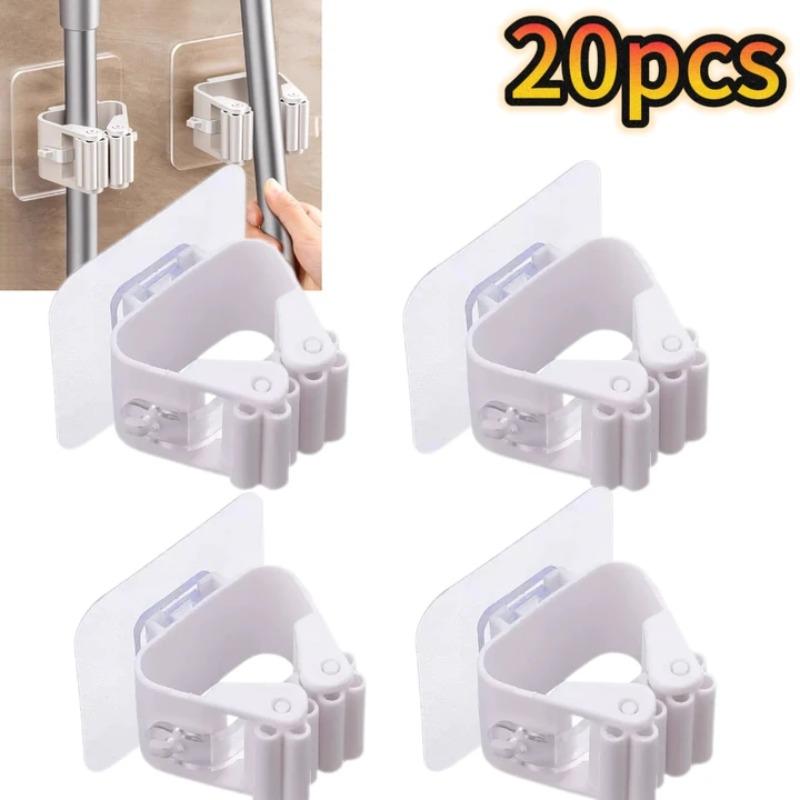 Mop Storage Storage Rack Bathroom Suction Hanging Pipe Traceless Mop Clip Broom Hanger Wall-Mounted Waterproof Mop Rack