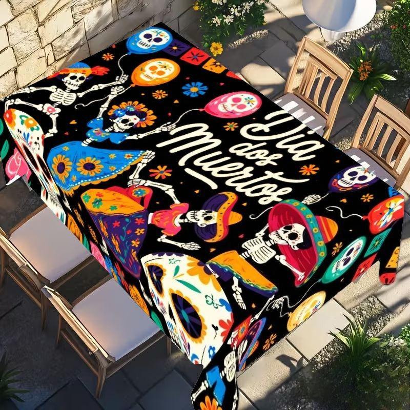 Day of The Dead Rectangle Table Cloth for Table Decor Kitchen Dining Waterproof Reusable Tablecloth for Tables Holiday Party