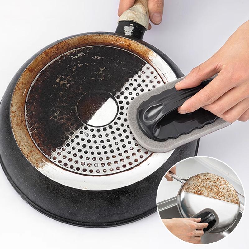 Magic Emery Sponge Brush Wipe Eraser Cleaner Kitchen Bath Rust Strong Decontamination Cleaning With Handle Household Tools