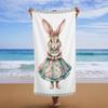 Easter Bunny Beach Towel -Soft, Lightweight, Cute Bunny Design, Great for Travel, Swimming, Yoga, Camping - Easter Themed Design