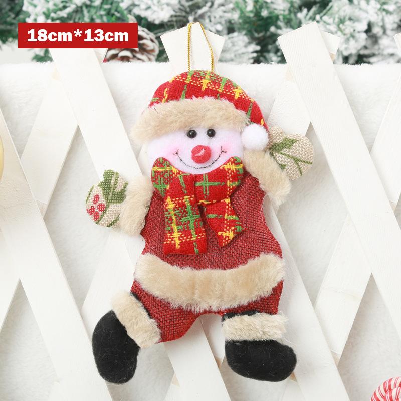 18cm×13cm Christmas Decorative Pendant Christmas Little Doll Santa Claus Snowman Deer Bear Fabric Doll Small Pendant Gift